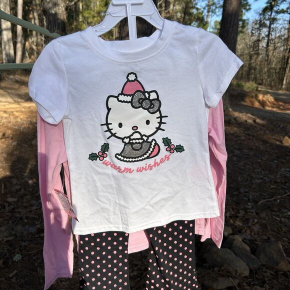 NEW Sanrio Hello Kitty 3 Piece Girls Outfit-Winter‎ Holiday Christmas - Size 5/6 - Picture 6 of 11